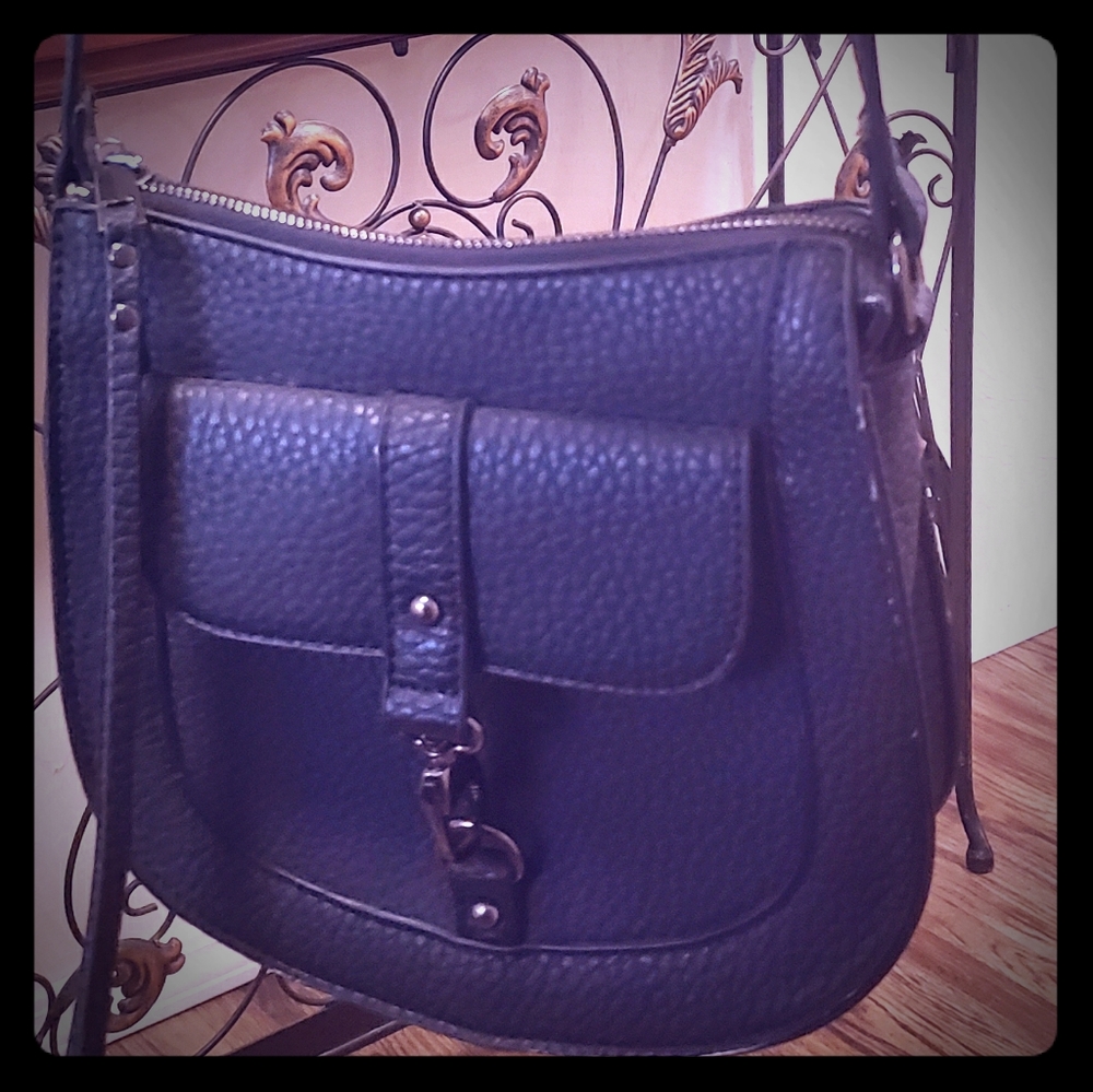 Just fab black leather cross body/shoulder purse